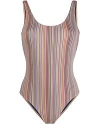 Paul Smith - Round-neck Striped Swimsuit - Lyst