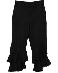 COMME DES GARÇON BLACK - Ruffled Frayed-Edge Trousers - Lyst