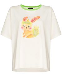 we11done - Bunny-Print Crew-Neck T-Shirt - Lyst