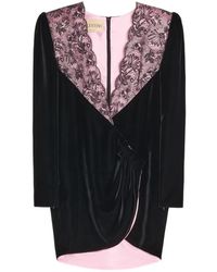 Valentino Garavani - Lace-Detail Velvet Mini Dress - Lyst