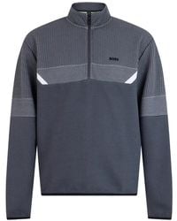 BOSS - Geometric-Pattern Quarter-Zip Sweater - Lyst