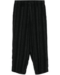 Yohji Yamamoto - Striped cropped trousers - Lyst