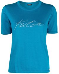 Kiton - Jacquard-Logo Fine-Knit T-Shirt - Lyst