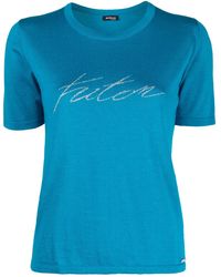 Kiton - T-Shirt Met Jacquard Logo - Lyst