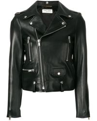Saint Laurent Leren Bikerjack - Zwart