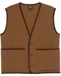 A.P.C. - V-Neck Quilted-Pattern Gilet - Lyst