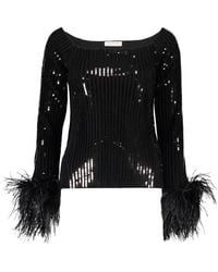 Valentino Garavani - Sequin Feather-Trim Top - Lyst