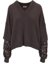 Brunello Cucinelli - Sequin Sleeve Sweater Sweaters And Cardigans - Lyst