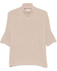 Antonelli - Pull Orné De Sequins À Col V - Lyst