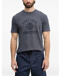 GANT - T-Shirt À Logo Brodé Et Texture Flammée - Lyst