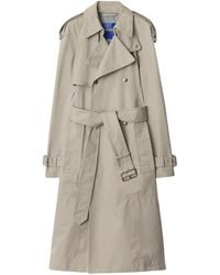 Burberry - Long Cotton Trench Coat - Lyst