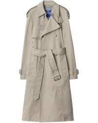 Burberry - Long Cotton Trench Coat - Lyst