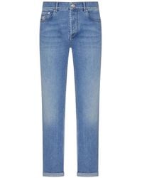 Brunello Cucinelli - Faded-Effect Logo-Embroidered Jeans - Lyst