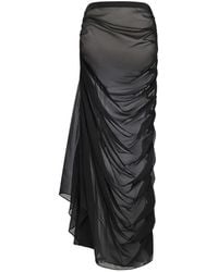 GIUSEPPE DI MORABITO - Ruched Draped Silk Maxi Skirt - Lyst