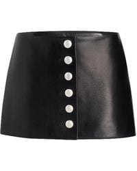 KHAITE - Button-Front Leather Mini Skirt - Lyst