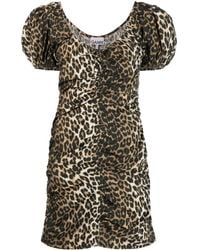 Ganni - Vestido con motivo de leopardo - Lyst