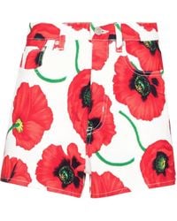 KENZO - Poppy-Print Mini Shorts - Lyst