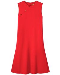 Shanghai Tang - Knot-Button Trapeze Mini Dress - Lyst