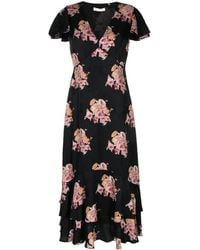 LoveShackFancy - Abito Midi A Fiori Elowen - Lyst