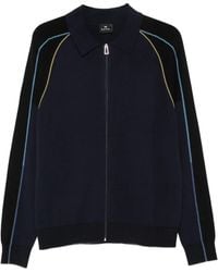 Paul Smith - Stripe-Trim Zip-Up Polo Sweater - Lyst