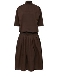 MM6 by Maison Margiela - Wool Shirting Shirt-Dress - Lyst