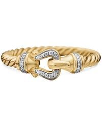 David Yurman - 18Kt Petite Buckle Diamond Ring (2Mm) - Lyst