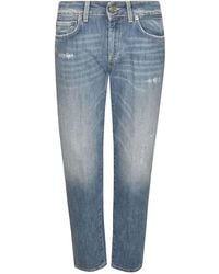 Dondup - Distressed Logo-Patch Jeans - Lyst