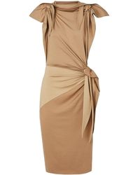 Burberry Silk-jersey Tie-detaildress - Brown