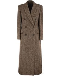 Brunello Cucinelli - Double-Breasted Herringbone Coat - Lyst