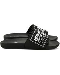 Versace Jeans Couture - Pantoletten Mit Logo-Prägung - Lyst