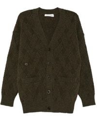 Lanvin - Geometric-Knit V-Neck Cardigan - Lyst
