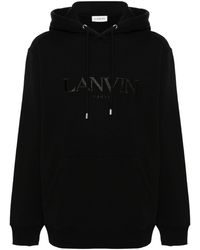 Lanvin - Embroidered-logo Cotton Hoodie - Lyst