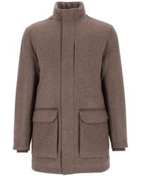 Corneliani - High-Neck Single-Breasted Coat - Lyst