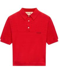 Marni - Pointelle-Knit Scalloped-Trim Polo Top - Lyst