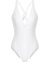 MICHAEL Michael Kors - Cross-Back-Ring Swimsuit - Lyst