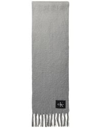 Calvin Klein - Logo-Patch Fringed Scarf - Lyst