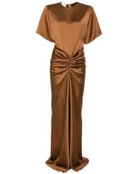 ANDAMANE - Iris Ruched Satin-Finish Dress - Lyst
