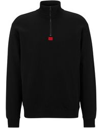 HUGO - Katoenen Sweater Met Logopatch En Rits - Lyst