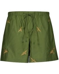 BAZISZT - Embroidered-Bird Shorts - Lyst