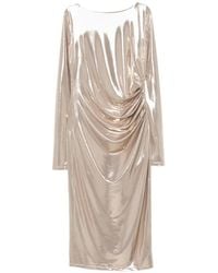 Patrizia Pepe - Metallic-Effect Ruched Midi Dress - Lyst
