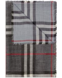 Burberry - Check Wool-silk Reversible Scarf - Lyst