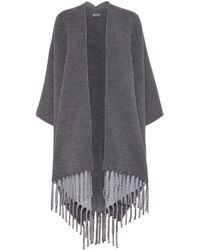 Brunello Cucinelli - Fringed-Edge Wool-Cashmere Cape - Lyst