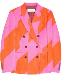Dries Van Noten - Geometric-Print Double-Breasted Blazer - Lyst