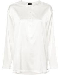 Tom Ford - Band-Collar Satin Blouse - Lyst