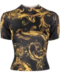 Versace - Barocco-print Glitter Knitted Top - Lyst