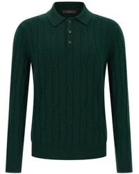 Zanone - Cable-Knit Virgin Wool Polo Shirt - Lyst