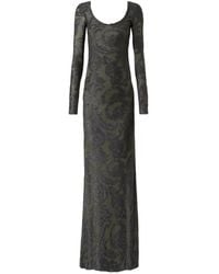 Etro - Chenille Jacquard Long Dress With Paisley Foliage Motif - Lyst