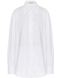 Valentino Garavani - Embroidered Cotton Long-sleeve Shirt - Lyst