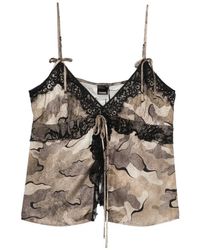 Pinko - Camouflage Top With Lace - Lyst