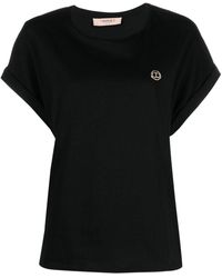 Twin Set - Katoenen T-shirt Met Logoplakkaat - Lyst